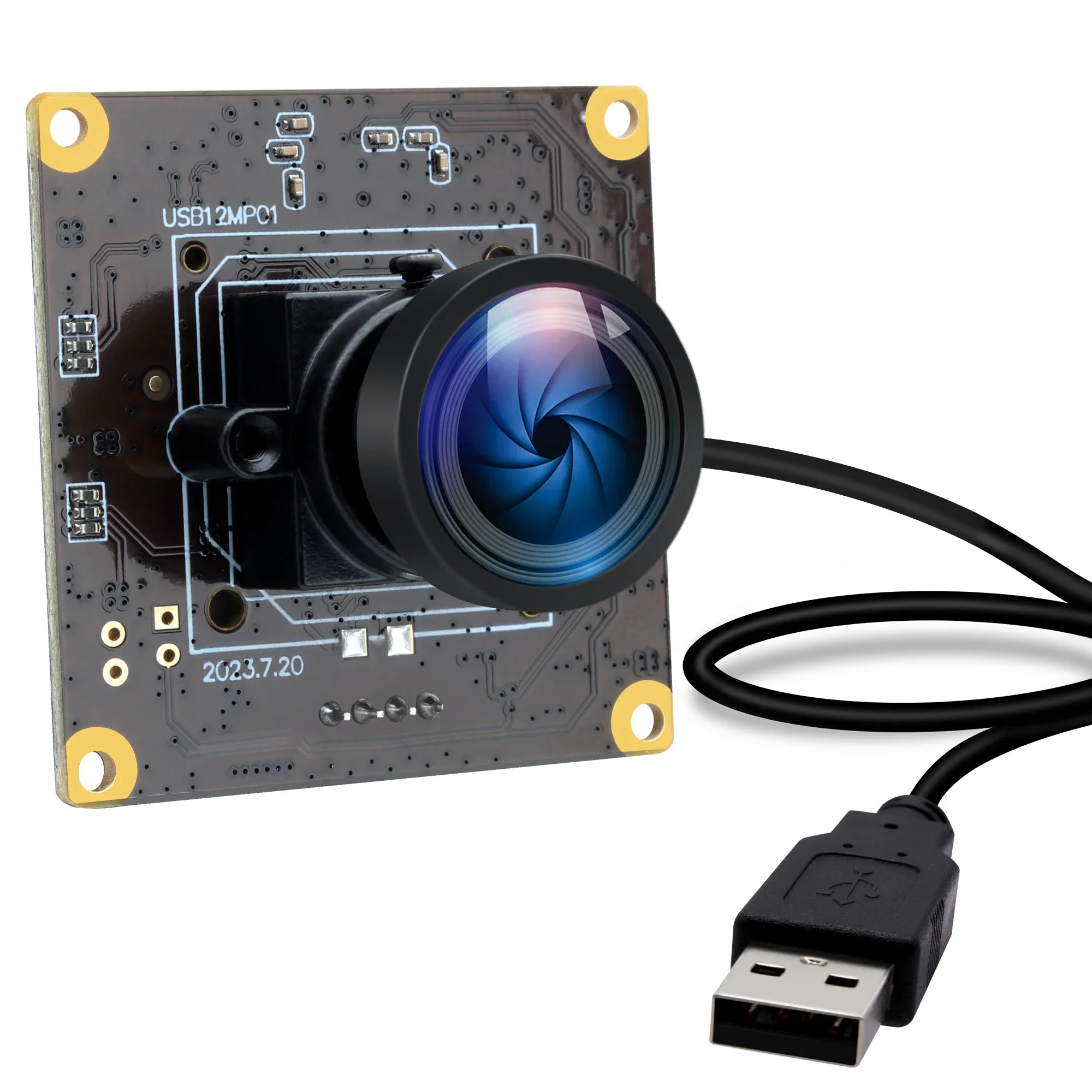 2026 ELP 12MP Wide Angle USB Camera Module 1080P 120fps No Distortion Lens Low Light Camera IMX577 High Speed Industrial Mini Ca