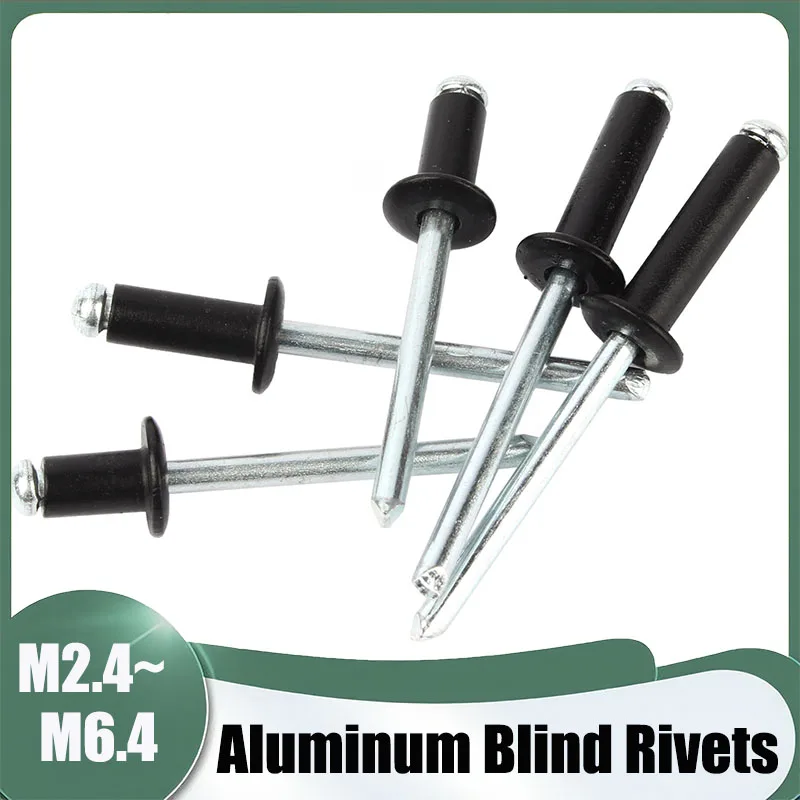 5~30Pcs Black Aluminum Core Rivet Kit Rivets Pull Nail M2.4 M2.8 M3 M3.2 M3.6 M4 M5 M6 M6.4 Dome Round Head Blind Rivets