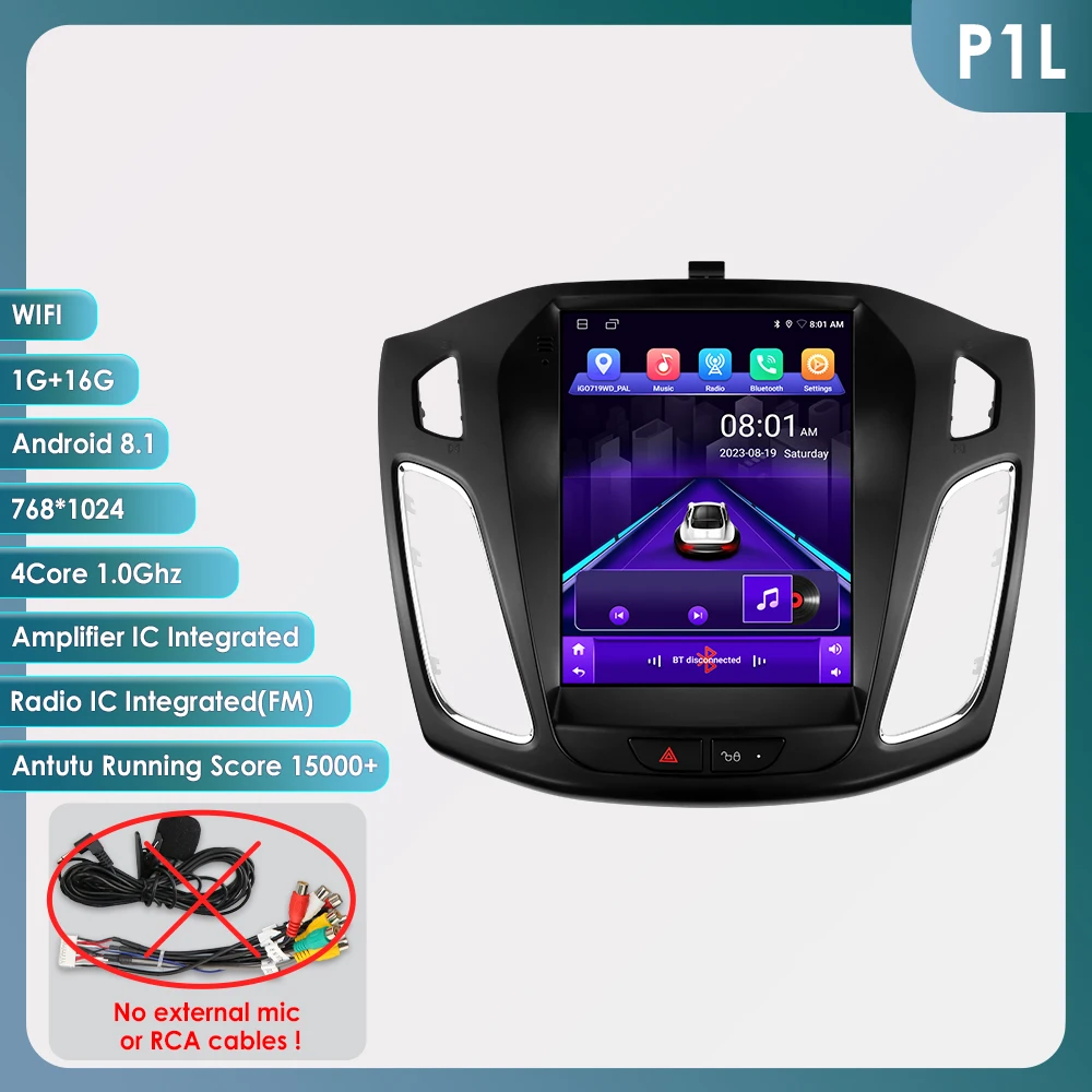 Hizpo 9.7 inch Tesla-stijl Android autoradio voor Ford Focus 3 Mk 3 2011-2019, multimediaspeler, GPS-navigatie, 4G Wifi, 2din, Bluetooth, 360 camera