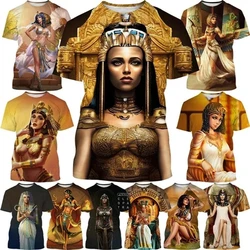 Hot Sale Cleopatra 3D Printed T-shirt Personality Egyptian Pharaoh Pyramid Queens Of Egypt Fashion Unisex Casual Harajuku Tops