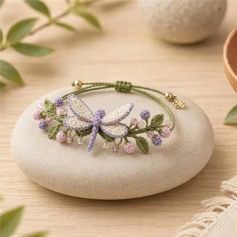 ABKY-Relaxing Botanical Bracelet Kit Handmade For Crochet Kit For Beginners Diy Bracelet Set For Crochet Practice