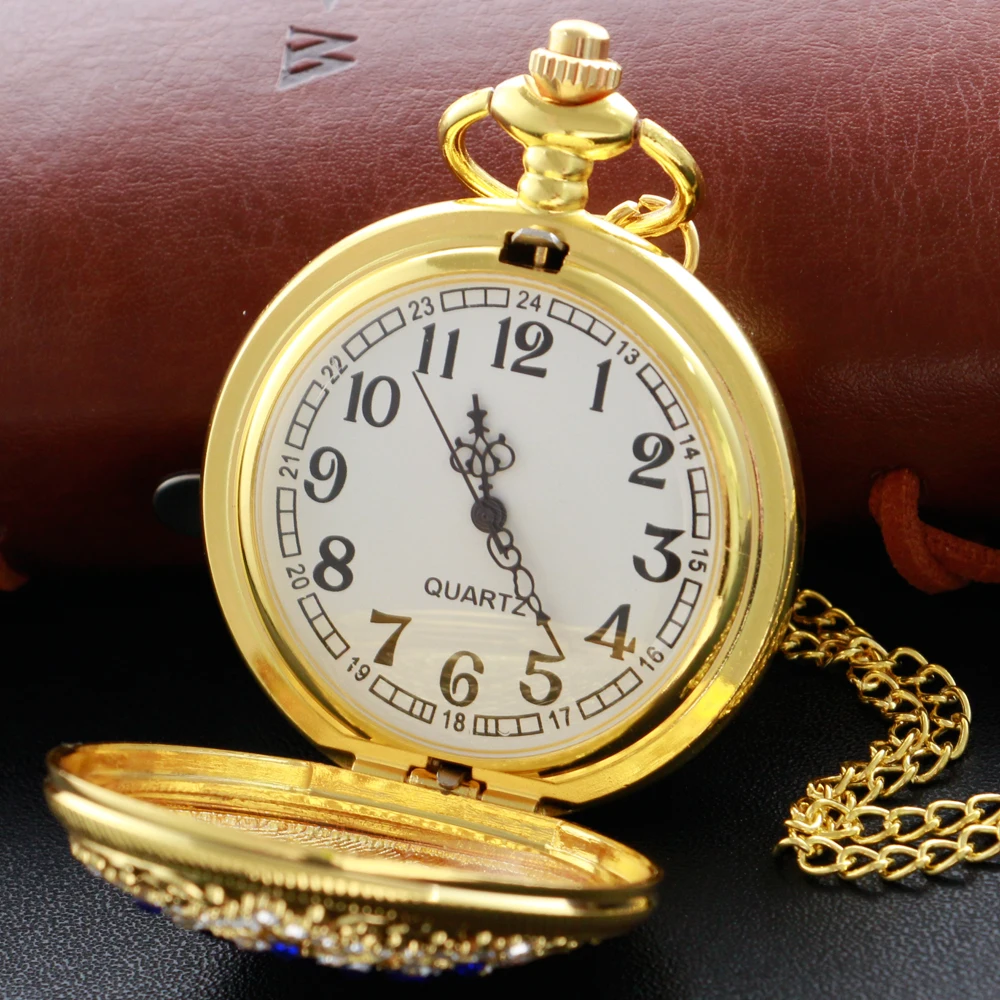 رائعة فاخرة الماس جوهرة ماجيك نوبل الرقمية ساعة جيب كوارتز المرأة قلادة ساعة Steampunk موضة هدية اكسسوارات