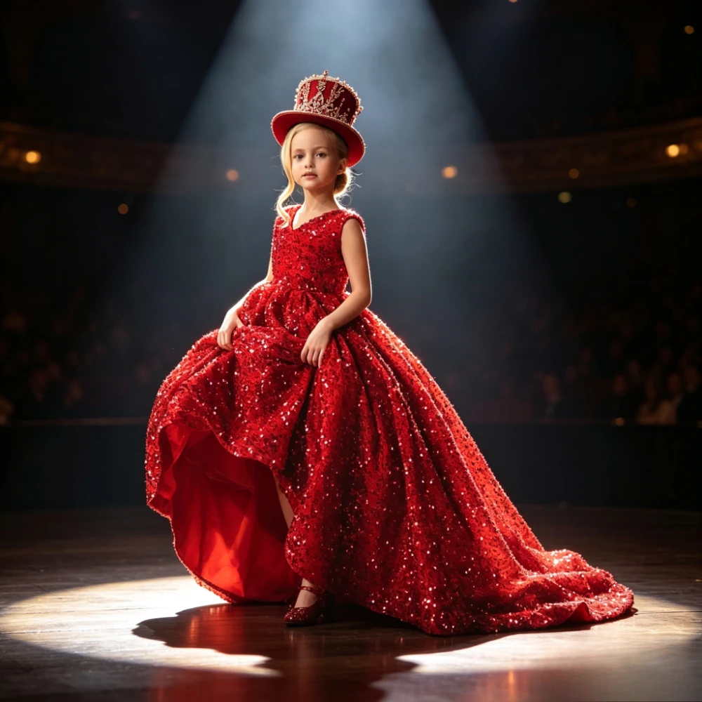 2026 Children Girls Formal Kids Princess Gown Performance New Year Host Evening Dress Kids Flower Girl Wedding Little Host Piano