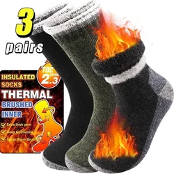 3Pairs High-Quality Thicken Wool Socks Winter Snow Outdoor Sports Socks for Men Women Thermal Fleece Terry Loop Socks Skiing