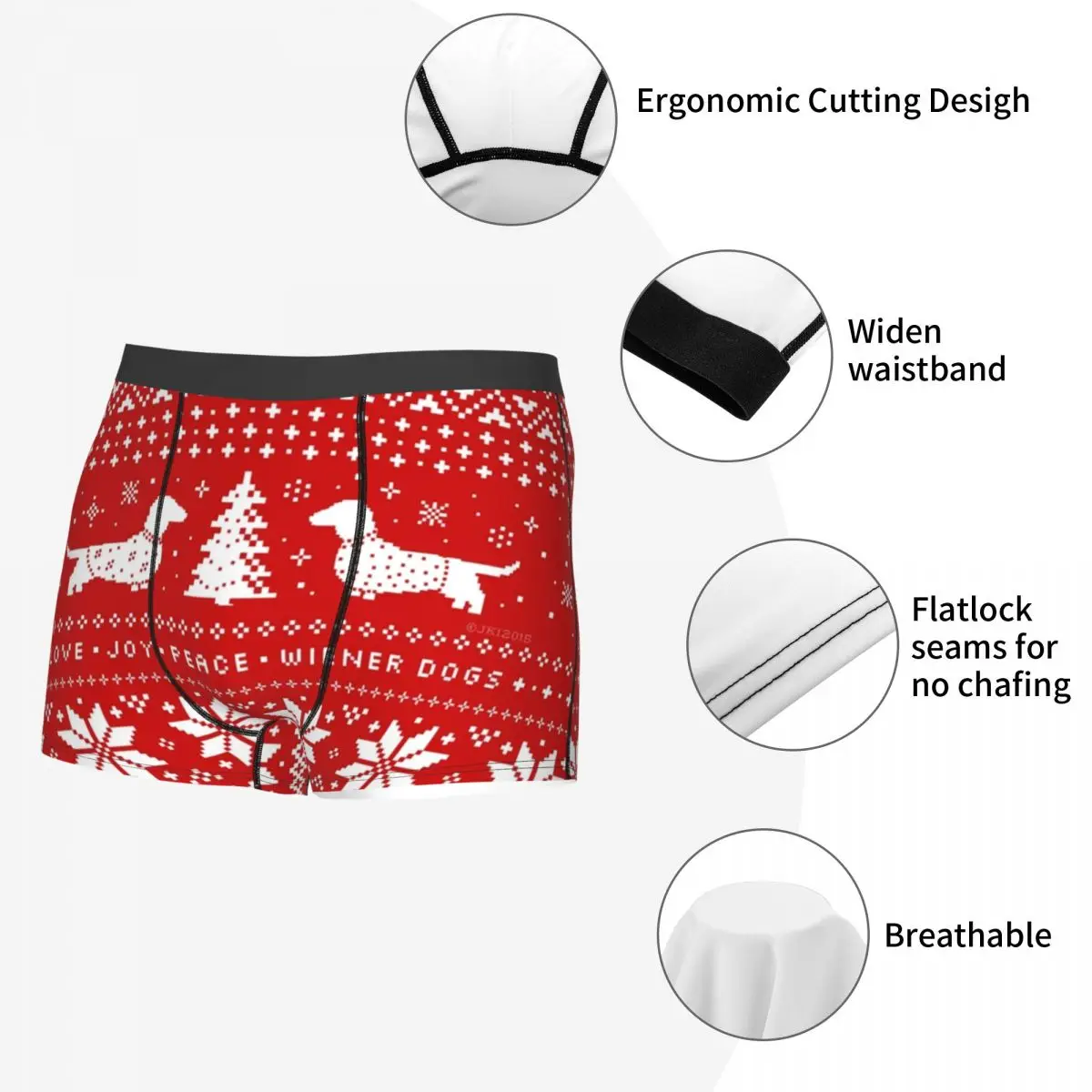 Dachshund Dog Christmas Holiday Boxer Shorts For Men 3D Print Male Animal Pet Underwear Panties Briefs Soft Underpants