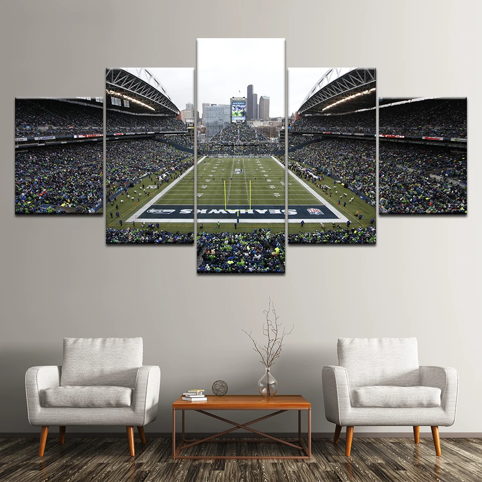 5 Panel Football Olympique Stadium Night Scene Canvas Wall Art Pictures for Room Decoration Teenager Modern Home Decor Poster