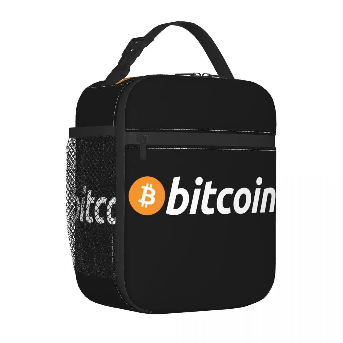 La borsa per il pranzo isolata con Logo Bitcoin Tote Food Handbag