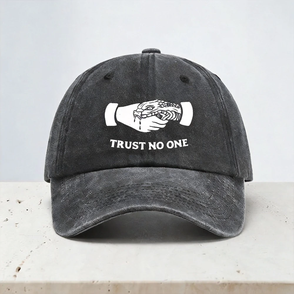 Men's Trust No One Printed baseball cap fashion Unisex Summer Distressed Denim caps outdoor casual sports Breathable sun hats