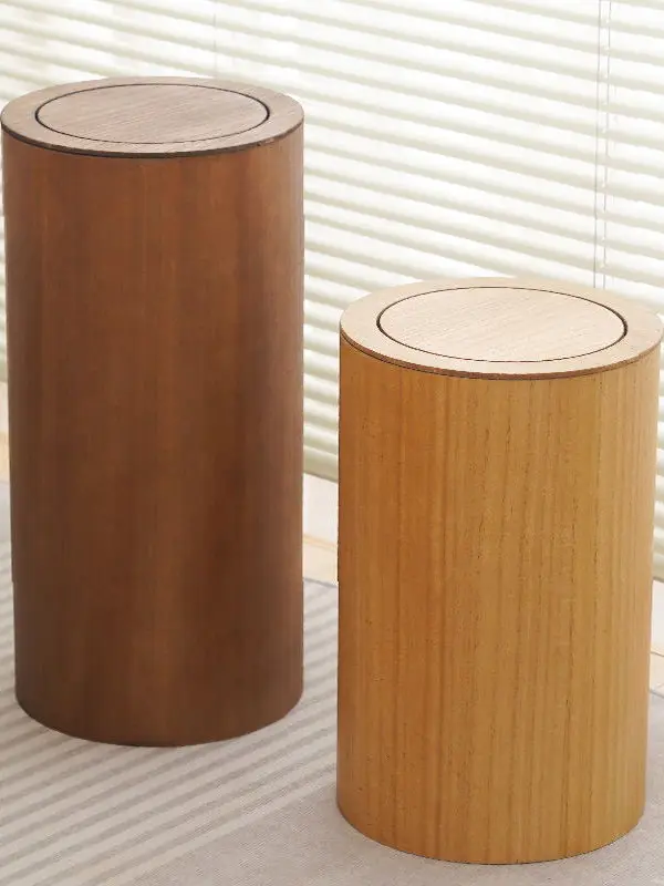 

Nordic Sle Wooden Tra Can with Lid for Home Office Kitchen Living Room High End Simple Design Creative Idea for Inn Paper...