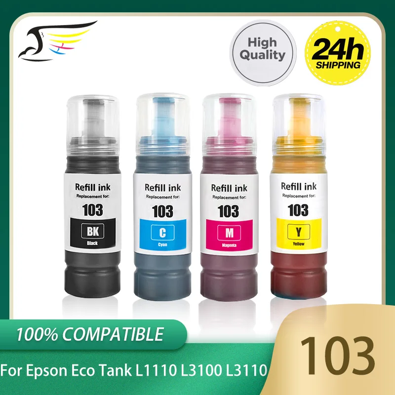 

BFHH 103 T103 104 Dye Ink Refill Compatible Inks For Epson L1110 L3111 L3151 L3156 L3160 L5190 Printer Vivid Color Refill Inks