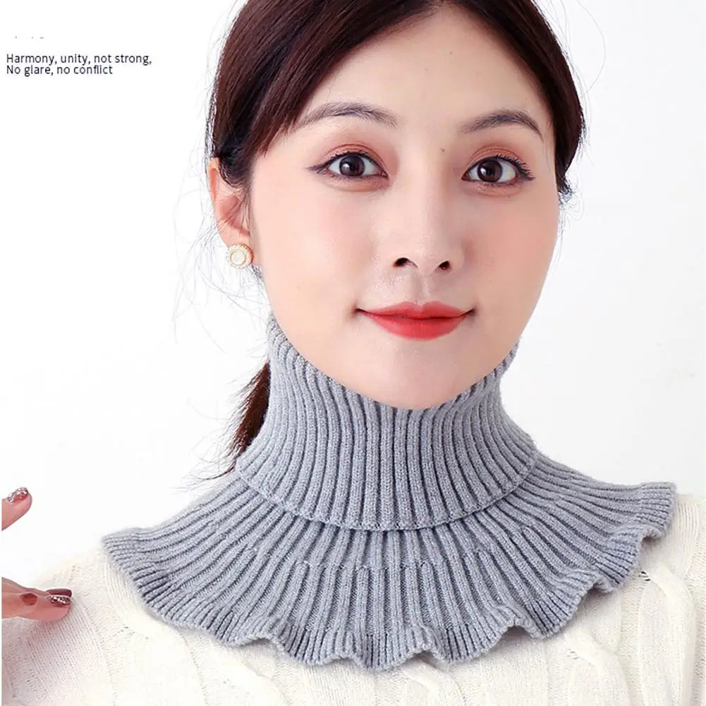 Detachable Cotton Knitted Turtleneck Collar For Women False Collar Fashion Winter Warm Cover Head Neck Guard Collar
