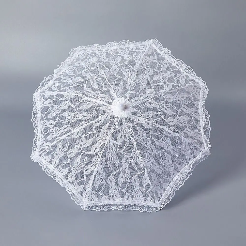 エレガントなレースの女性用レース傘、ロリータ風花柄、結婚式の装飾小道具、繊細なミニブライダル傘（透かし彫り）