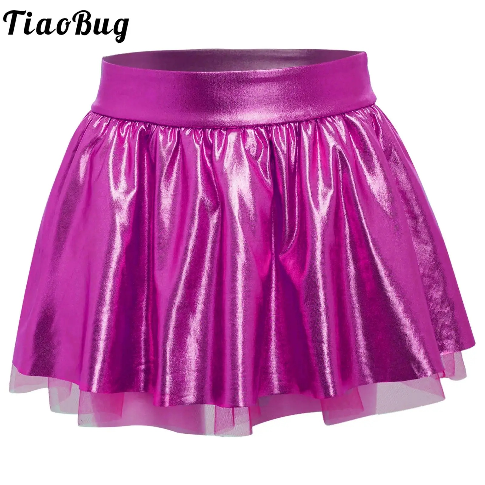 

Kids Girls Dance Jazz Modern Figure Skating Costume Skirts Elastic Waistband Metallic Tutu Skirt for Performance Competition