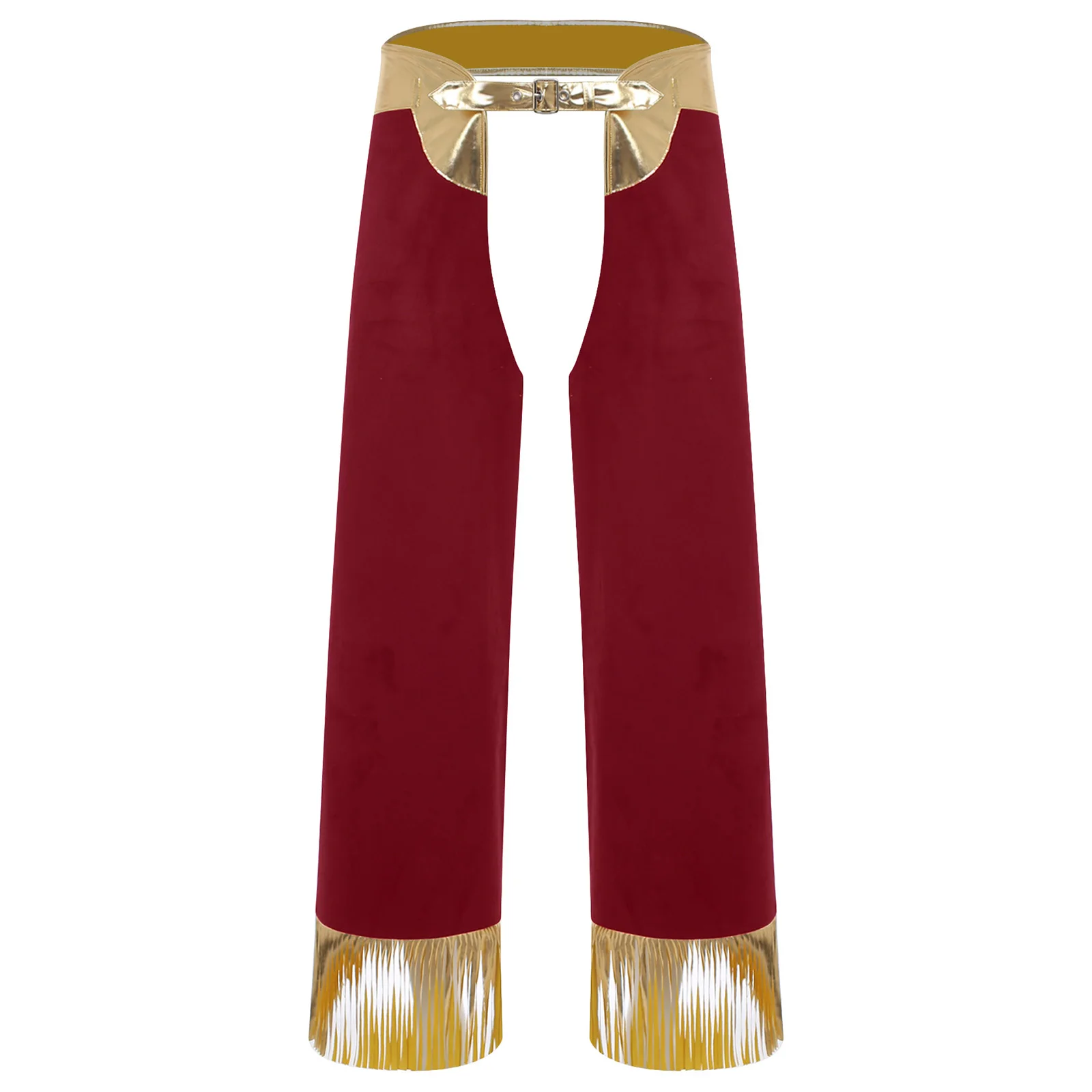 

Mens Cowboy Theme Party Pants Metallic Fringe Chaps with Adjustable Belt for Halloween Rave Western Role Play Costume