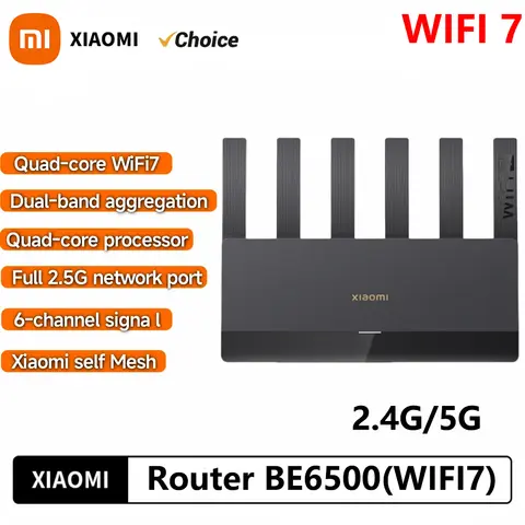 New Xiaomi Router BE6500 WiFi 7 6500M Full 2.5G Network Port 4-core Qualcomm Processor loT Smart Linkage Network Security Home -