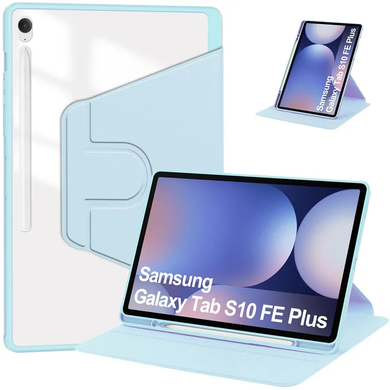 

For New Samsung Tab S10 FE Plus Case with Pen Holder 360 Rotating Acrylic Stand Cover for Galaxy Tab S10 FE+ Case SM-X620 13.1 "