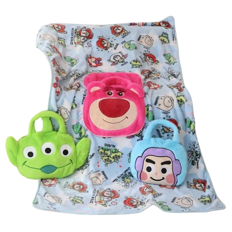 Lovely Alien Lotso Blanket Buzz Lightyear Japanese Style Convenient Storage Blanket Travel Blanket Car Office Nap Blanket Gifts