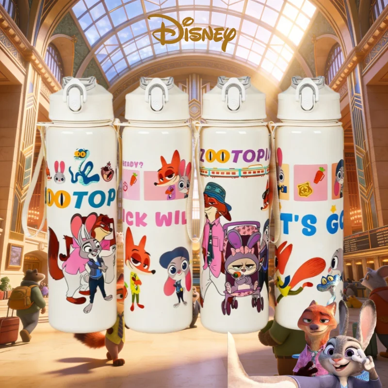

Изолированная бутылка для белой воды Disney Zootopia с двойными стенками — Джуди Хоппс Кролик и Ник Уайльд Fox Design 750 мл, герметичная для улицы