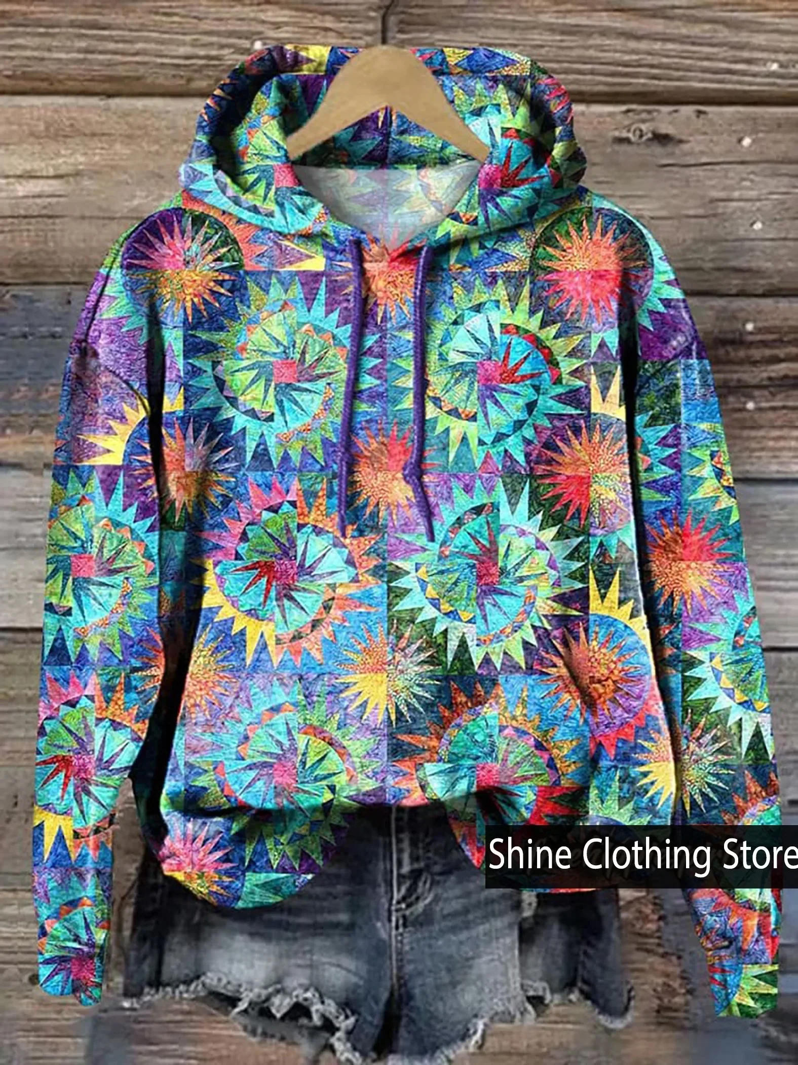 Colorful Galaxy Quilt Art Printed Casual Hoodie ,Sudaderas Para Mujer,Winter Clothes Women,sweatshirt Hoodie,new Sweatshirt