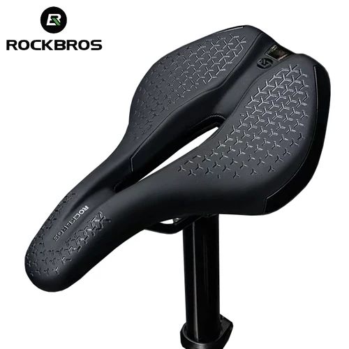 ROCKBROS-sillín de bicicleta de montaña y carretera, asiento de ciclismo transpirable a prueba de golpes, cuero antideslizante de PU, accesorios para bicicleta de velocidad de carreras