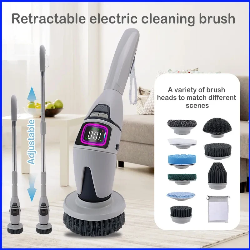 10-in-1 Multifunctional Electric Cleaning Brush Household Cleaning Brush Bathroom Cleaning Toilet Cleaning With LED Night Ligh