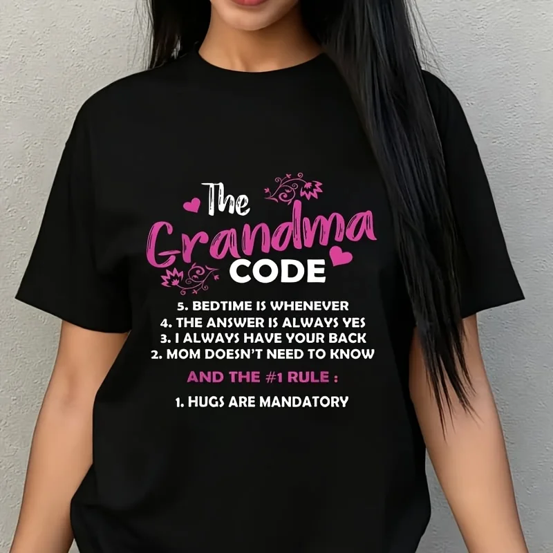 Funny Grandma Grandmother Rules Women's Plus Size T-Shirt 100% Cotton 220g