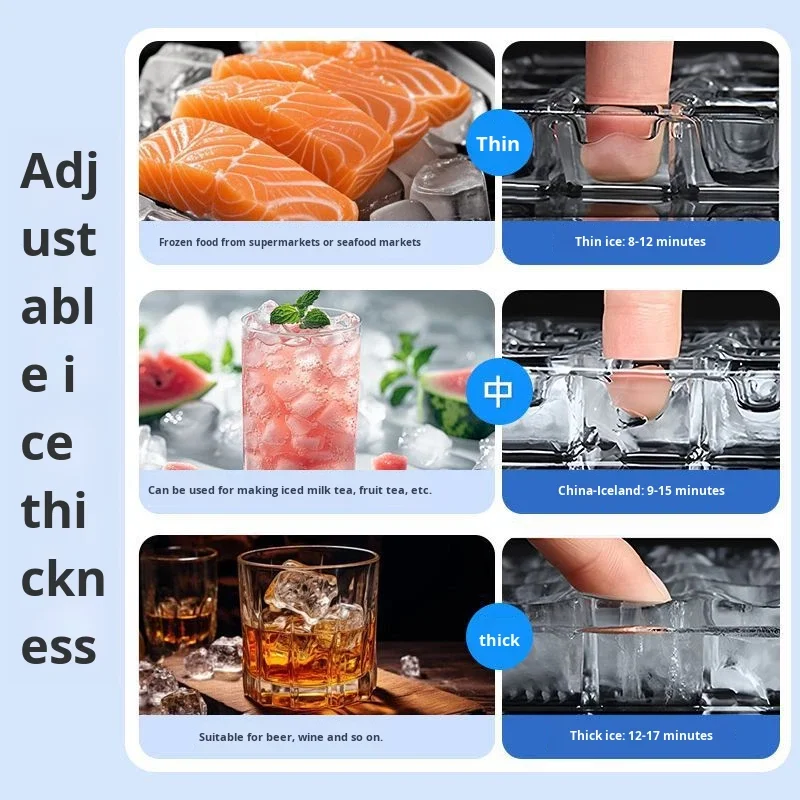 ماكينة صنع الثلج المنزلية الصغيرة رفيق القهوة عنبر ماكينة صنع الثلج الصلبة الأوتوماتيكية بالكامل بقدرة 150 وات #4