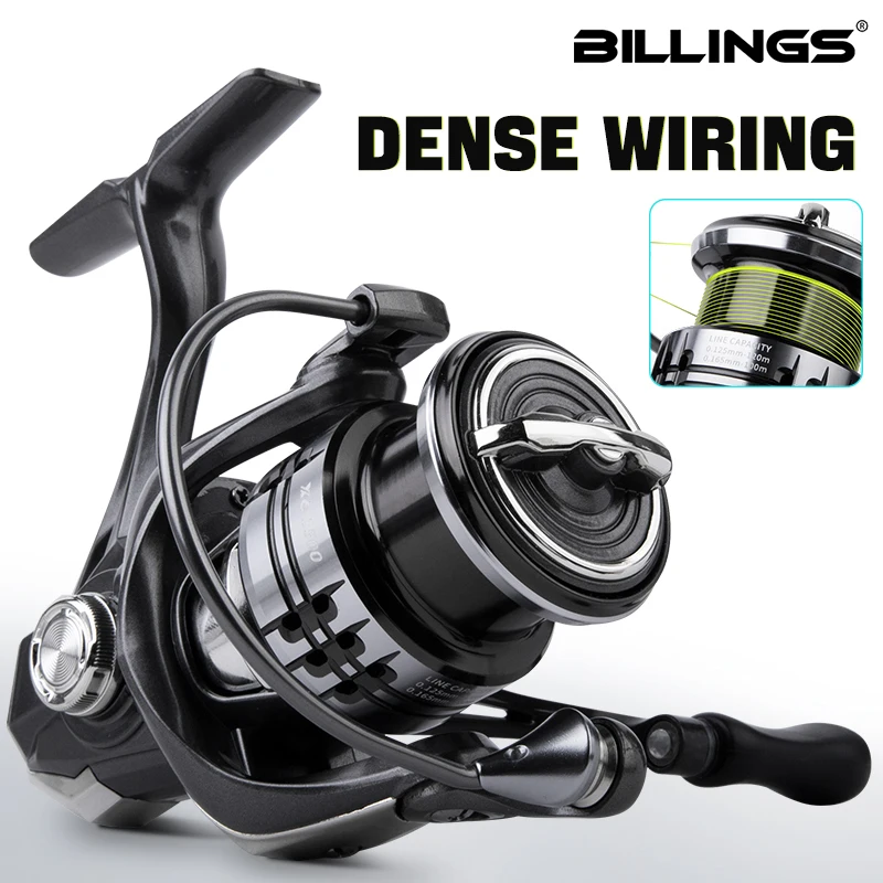 BILLINGS Spinnrolle, maximale Bremskraft 10 kg, 5+1BB, Übersetzungsverhältnis 5,2:1, Spule aus Aluminiumlegierung, für Süß- und Salzwasser