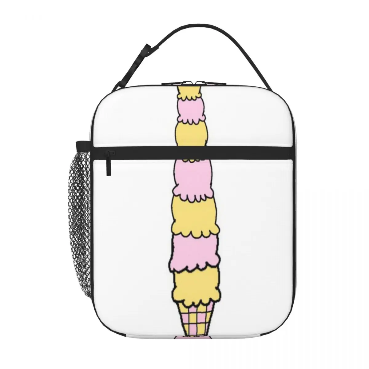 Hot Sale Yellow And Pink Ice Cream Double Deck Picnic Lunch Bag Staff Lunch Compact Lunch Bag