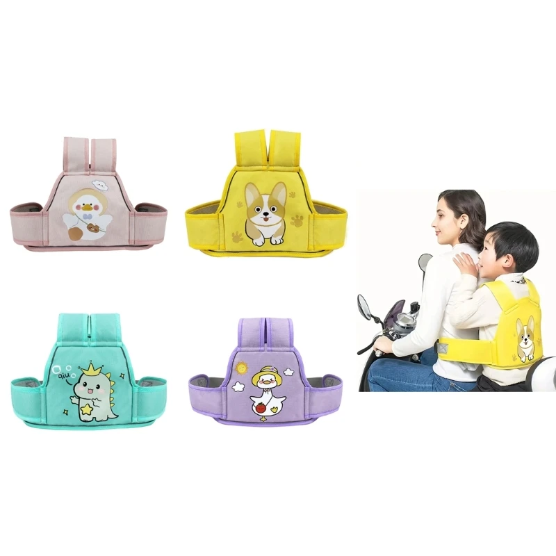 Baby Safety Belt with Cute Cartoon Pattern Motorcycle Kids Safety Backpack Belt Toddler Safety Harnesses Reflective Strip