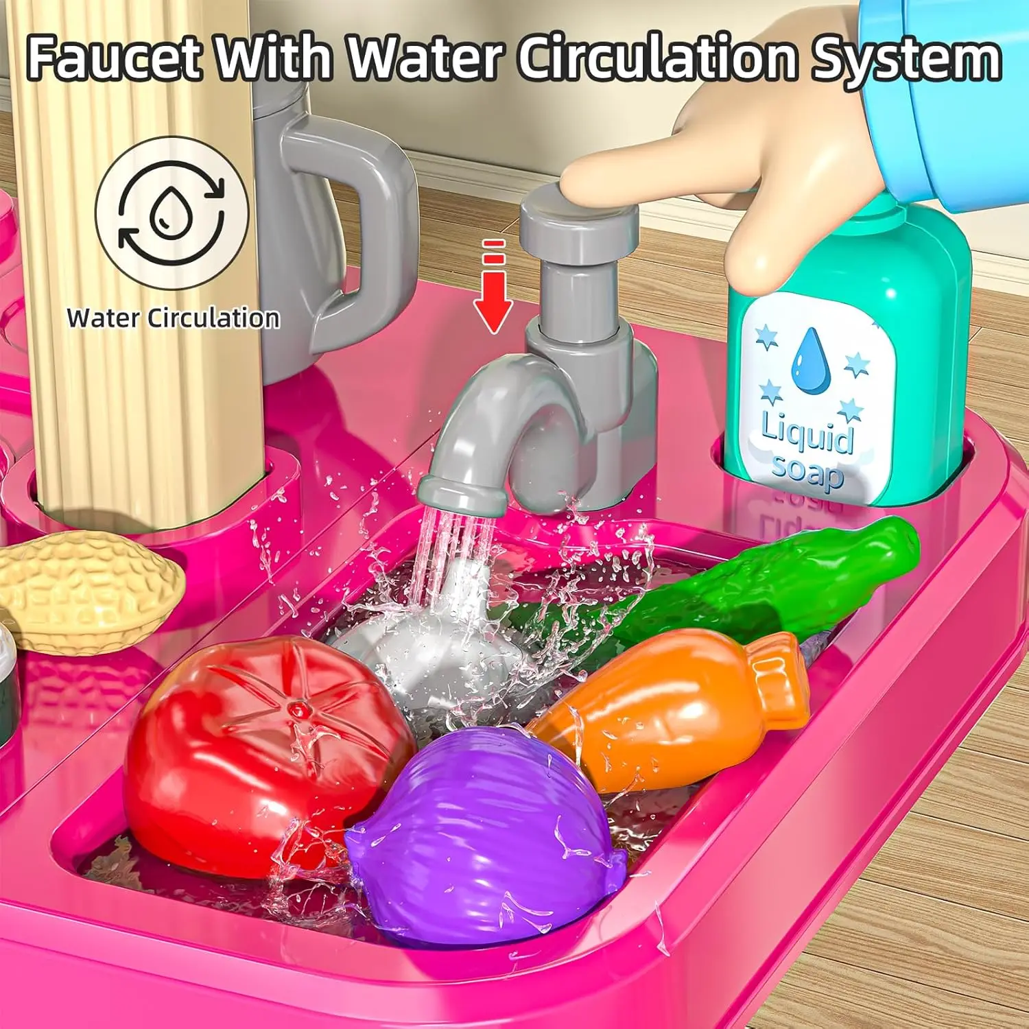 Doen Alsof Keukenspeelgoed Voor Kinderen 3 4 5 6 7-Dubbelzijdig Keukenapparaat Met Speelgoedaccessoires Voor Meisjes, Kookspeelgoed Voor Meisjes