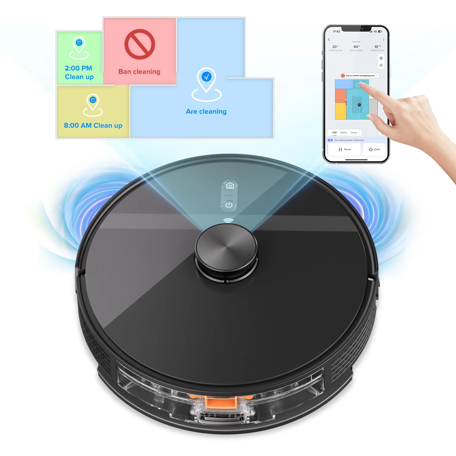 

2026 New ModelSmart Robo Automatic Cleaning Mopping Robot Vacuum Cleaner Remote Control Electric Power Source LDS EU US Water Ho