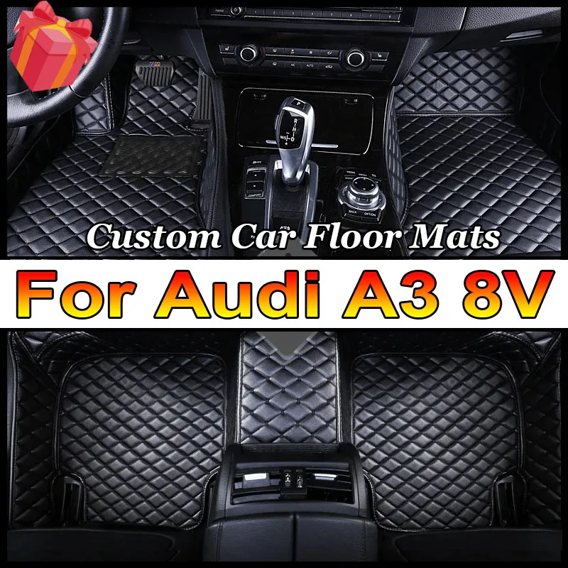 

Car Floor Mats For Audi A3 8V Sportback 2013~2019 Waterproof Rug Anti Dirt Pad Luxury Leather Mat Full Set Car Accessories 2014