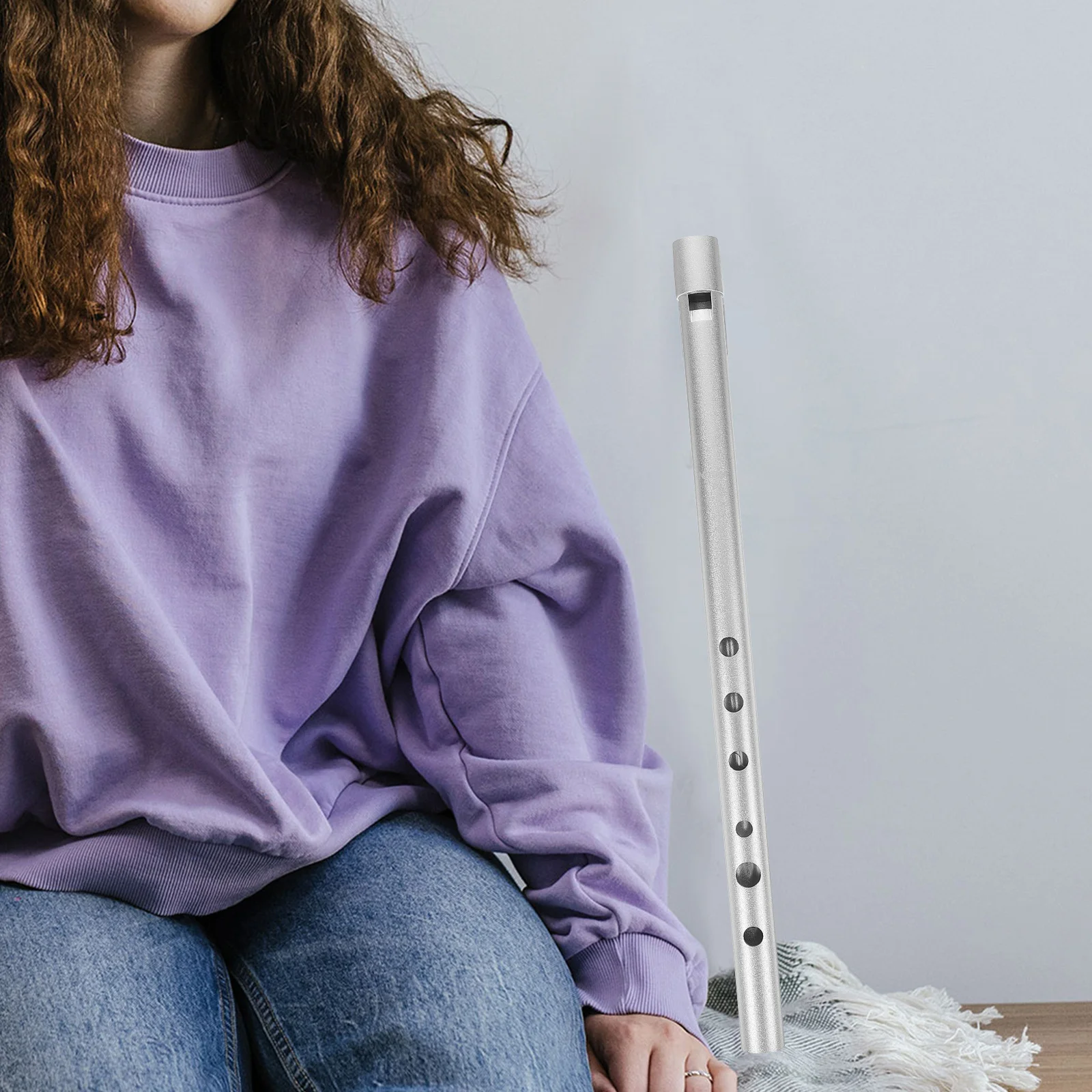 

1pc D Key 6 Hole Aluminum Alloy Clarinet Lightweight Portable Whistle Flute For Beginners Silver Soprano Wind Instrument Music