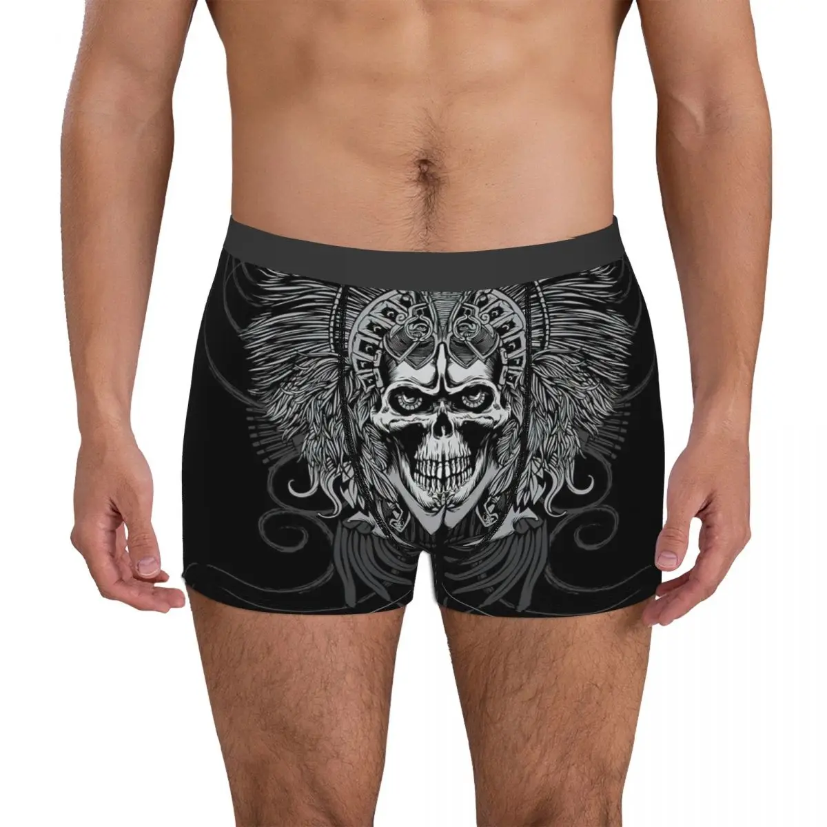 AZTEC SKULL Underpants Breathbale Panties Male Underwear Print Shorts Boxer Briefs