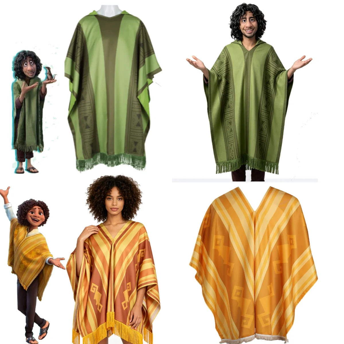 Bruno Madrigal Camilo Madrigal Cosplay Yellow Green Magic Cloak Shawl Wizard Roleplay Costume for Halloween Party