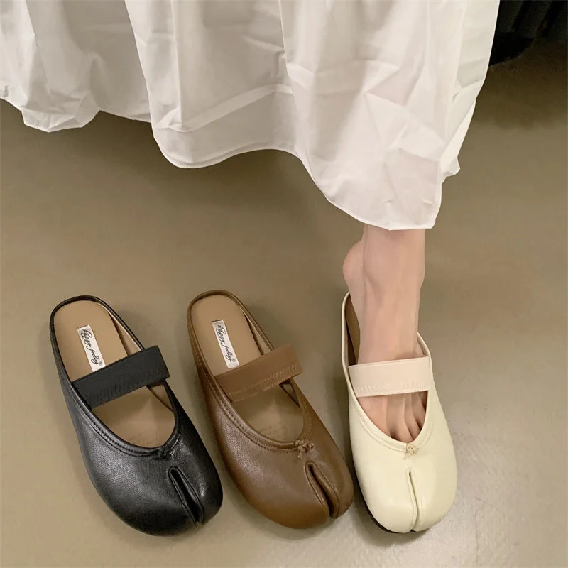 

Женские туфли Bailamos 2026: модные шлепанцы с разрезом на носке, на плоской подошве, из мягкой кожи, повседневные, для улицы, без застежек, модель Slip On