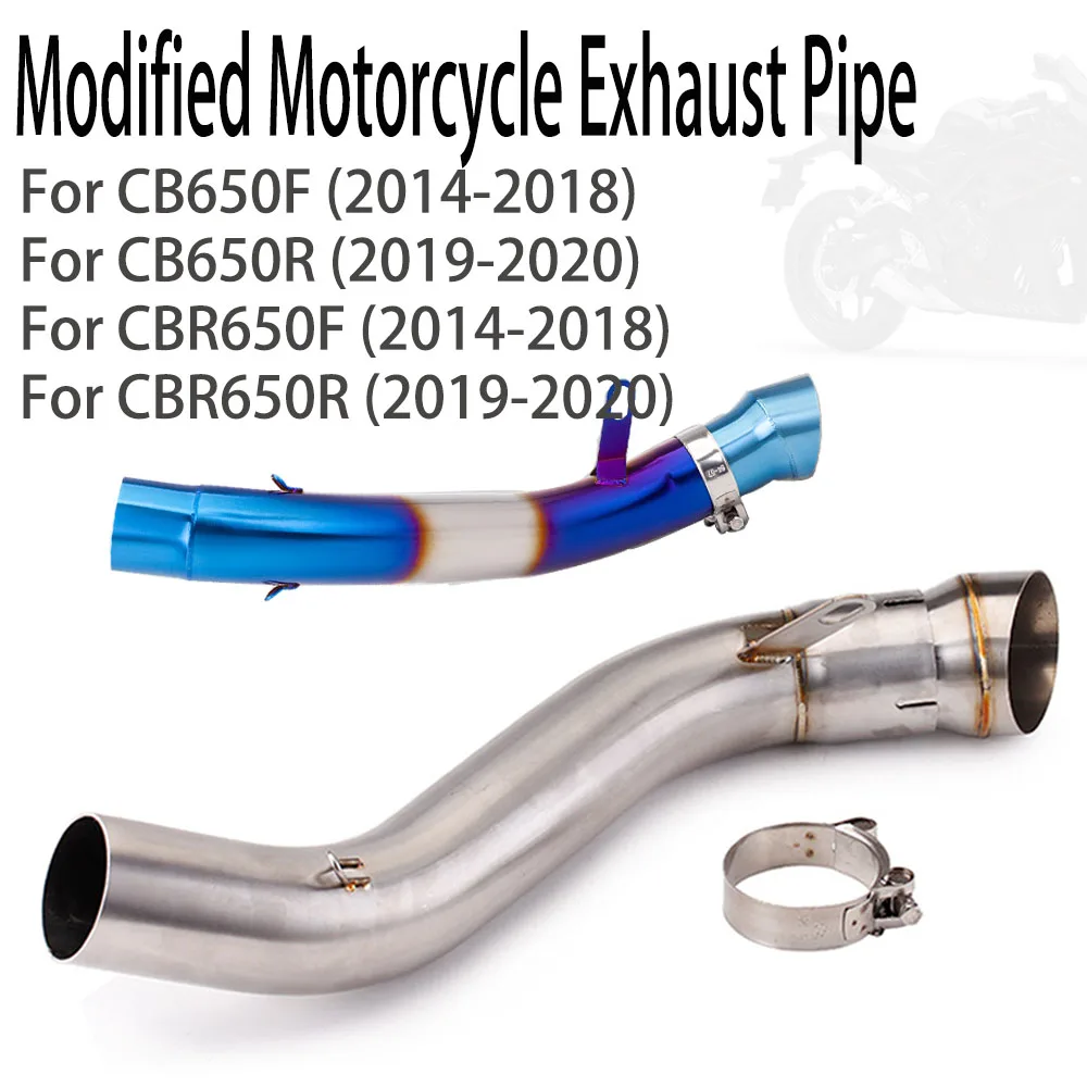 

Модифицированная выхлопная труба мотоцикла, подходит для Honda CBR650R 650F, модифицированная выхлопная труба среднего сечения из нержавеющей стали (2014-2020)