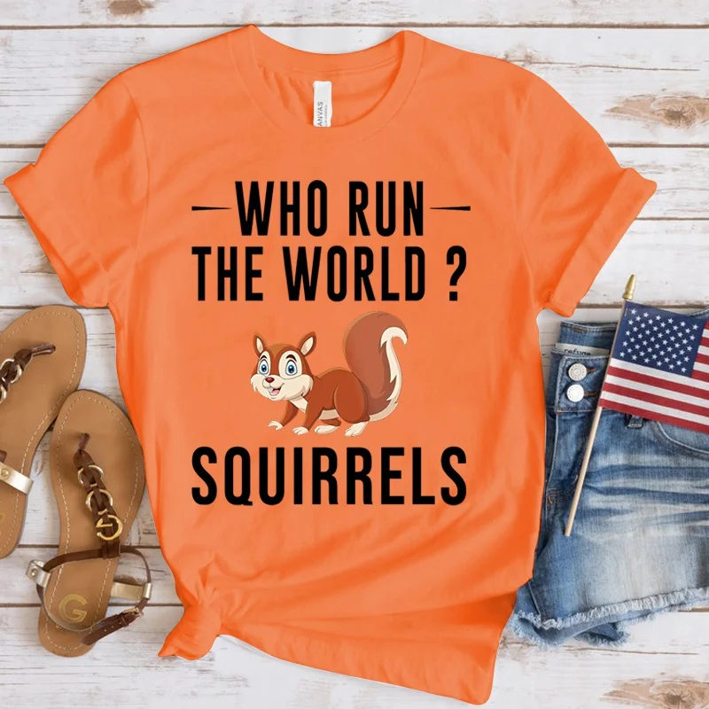 New Squirrels Print T Shirts Women Men Casual Round Neck Tees Top Summer Cool Loose Short Sleeve