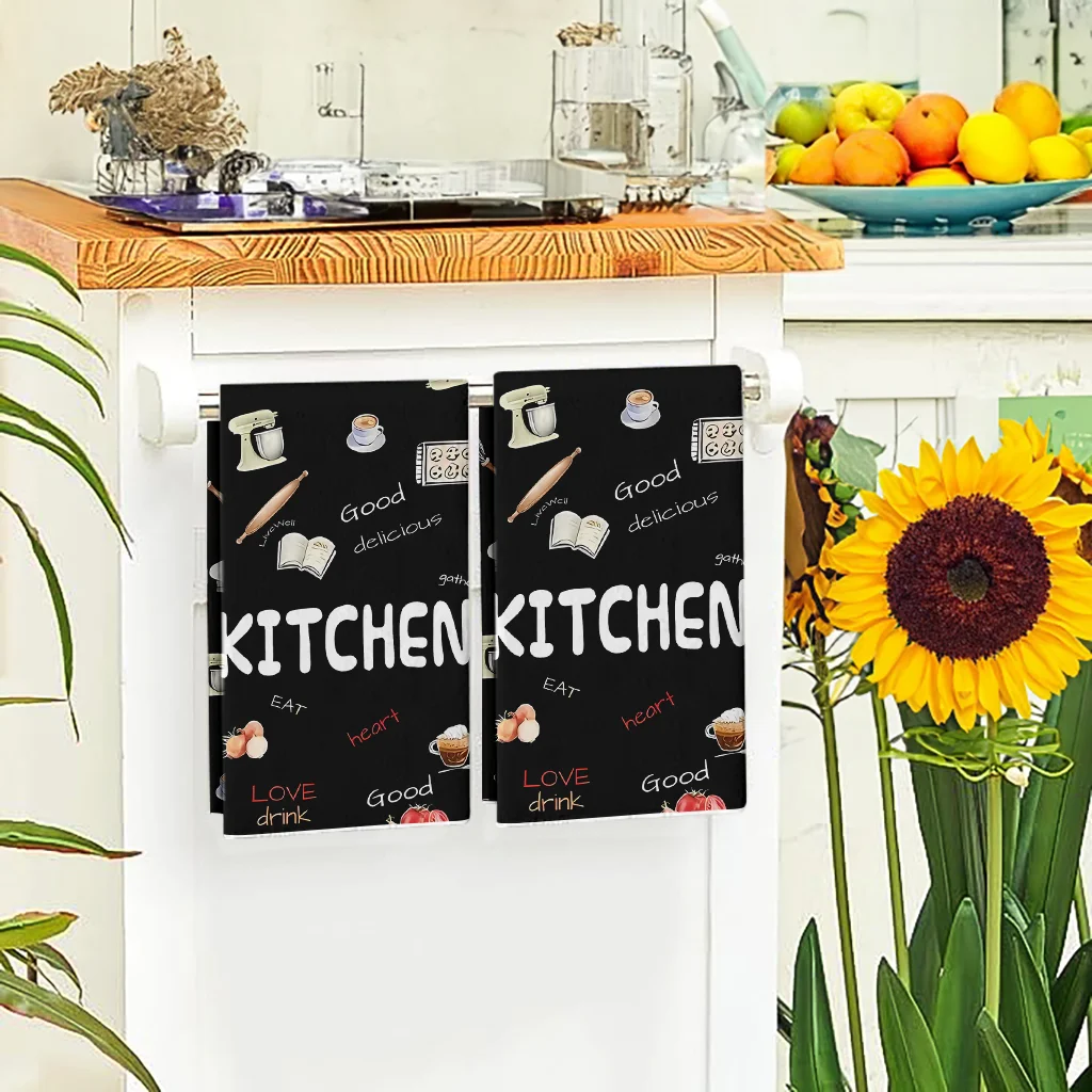 2Pcs, Baking-Themed Kitchen Towels, 40Cm*60Cm Towel Set, Super Absorbent Soft Cleaning Cloth, Cooking Baking Tea Towel, Hand Towel, Cleaning Cloth, Dishcloth, Kitchen Decoration, Living Room Decoration, Kitchen Essentials, Home Essentials
