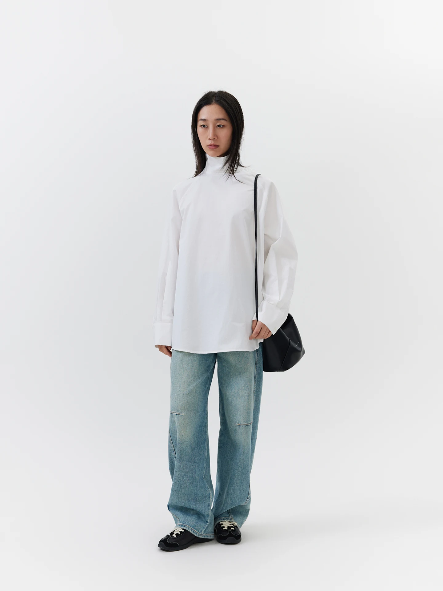 

White 00% Cotton irt Front Ba Wear Women's Loose Fit Long Sve Button up mid Length Cleanfit Sle Seei Pure Cotton Sk...