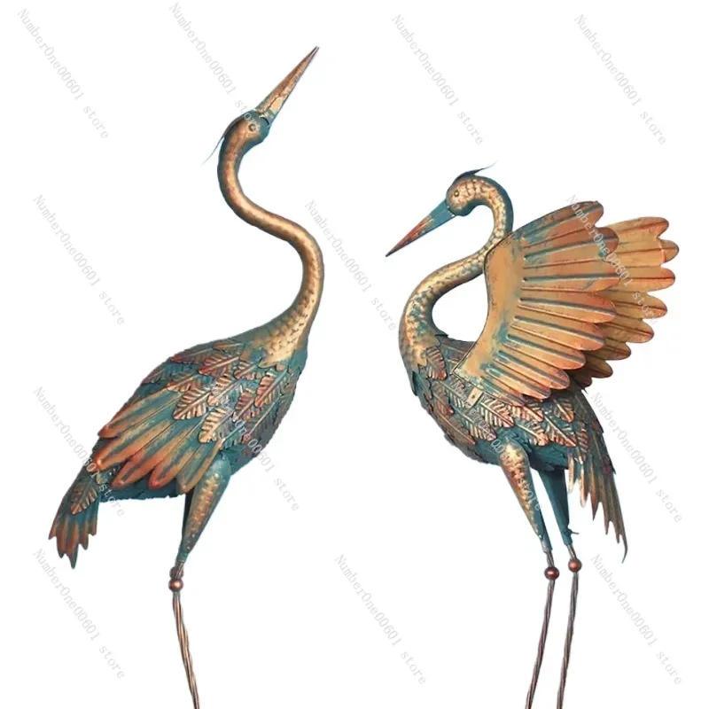 Oritty 33-37 Inch Metal Crane Garden Statue Décor Bird Heron Sculpture Outdoor Decoration for Yard Pond Lawn Backyard Pool US