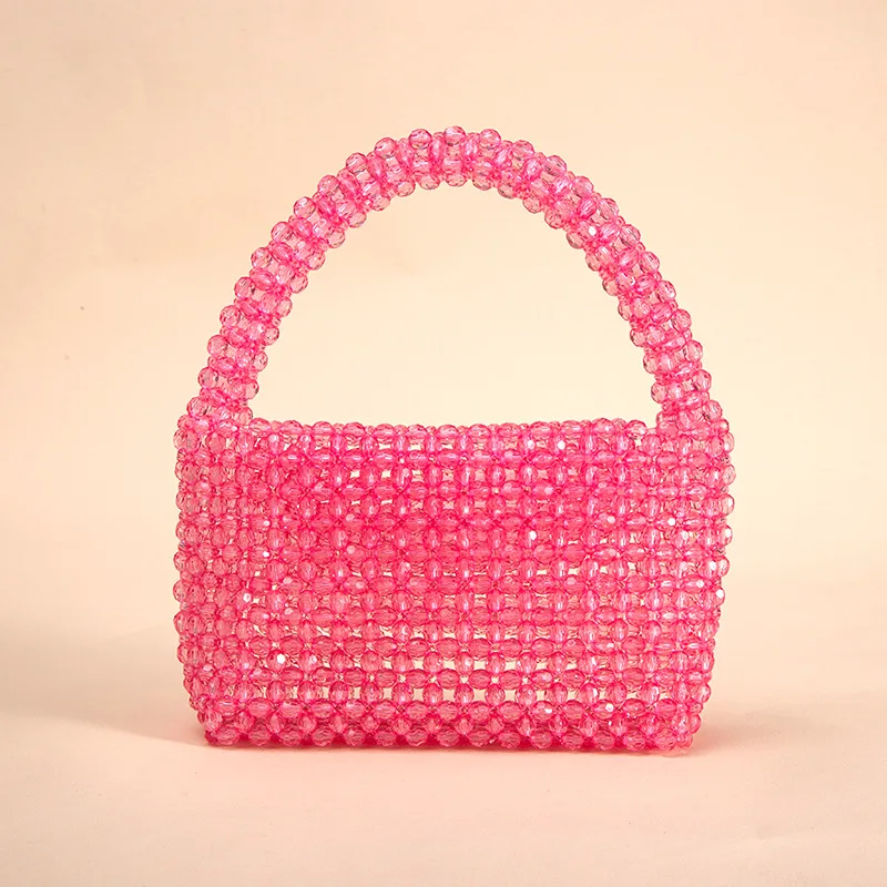 Women's Handmade Beaded Woven Bag DIY Fashion Simple Casual Transparent Shoulder Bags for Women Cute Mini Pearl Handbag сумка