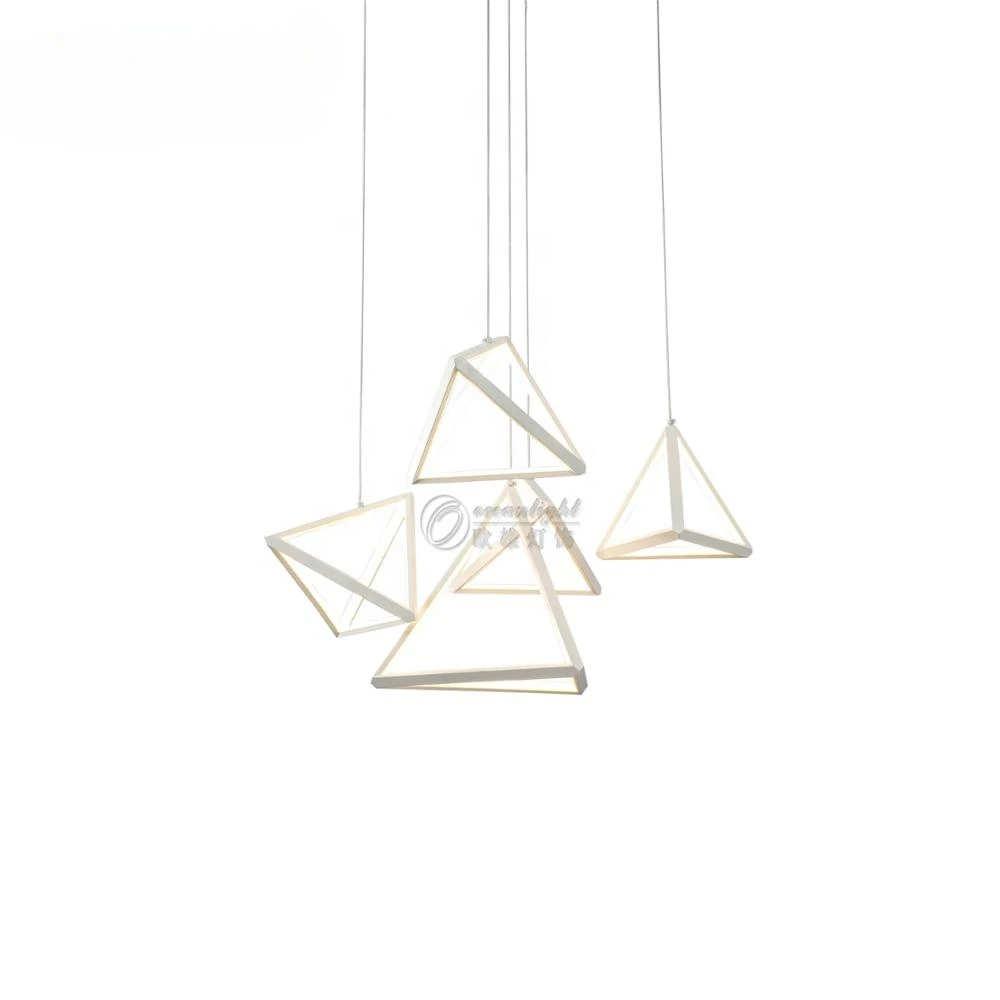 

2023 Hot Sell Modern Triangle LED Acrylic Sand White Pendant Light Chandelier