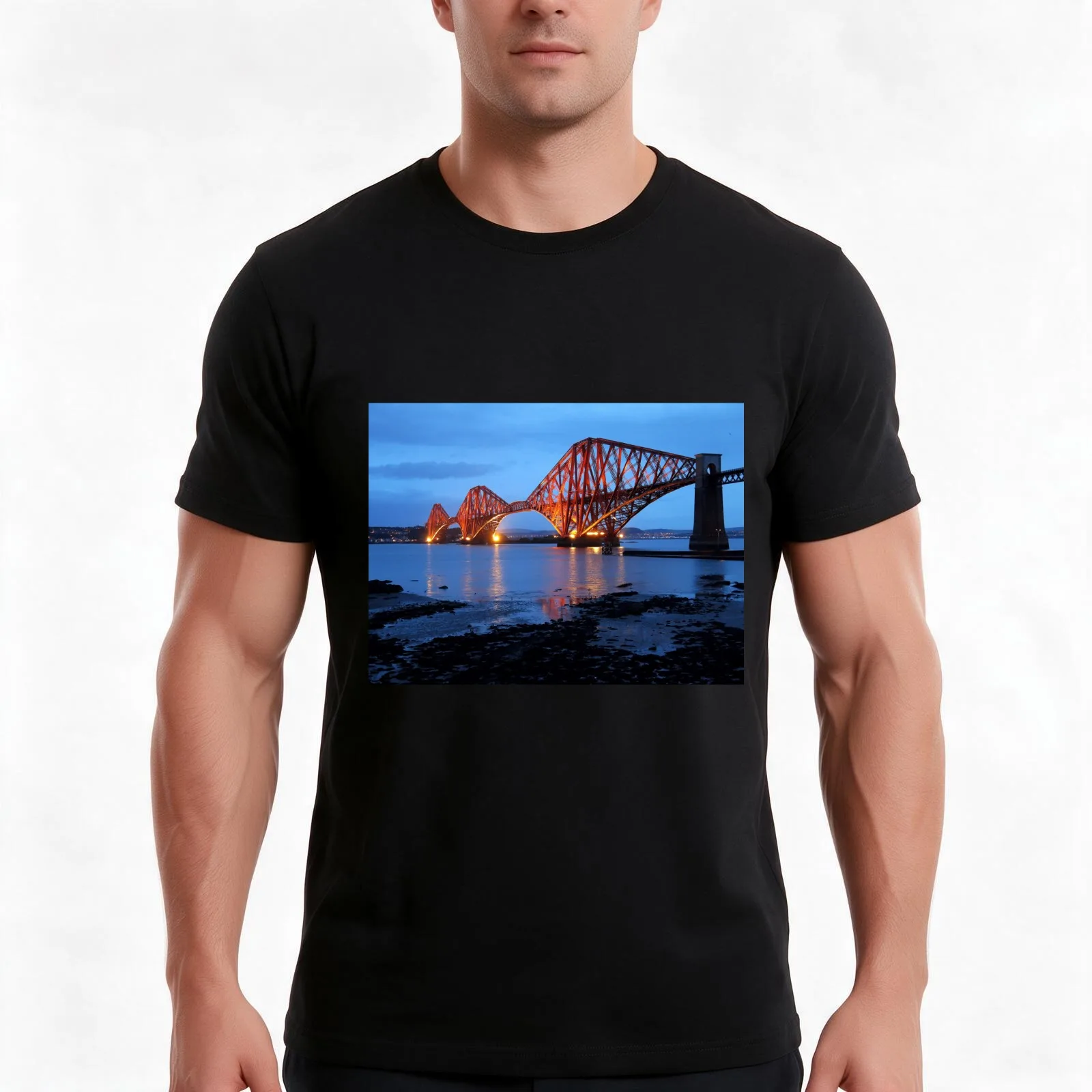 Forth Railway Bridge T-Shirt Summer Casual Cotton Tee Oversized Streetwear Tops Vintage Graphic Print Loose Fit Short Sleeve