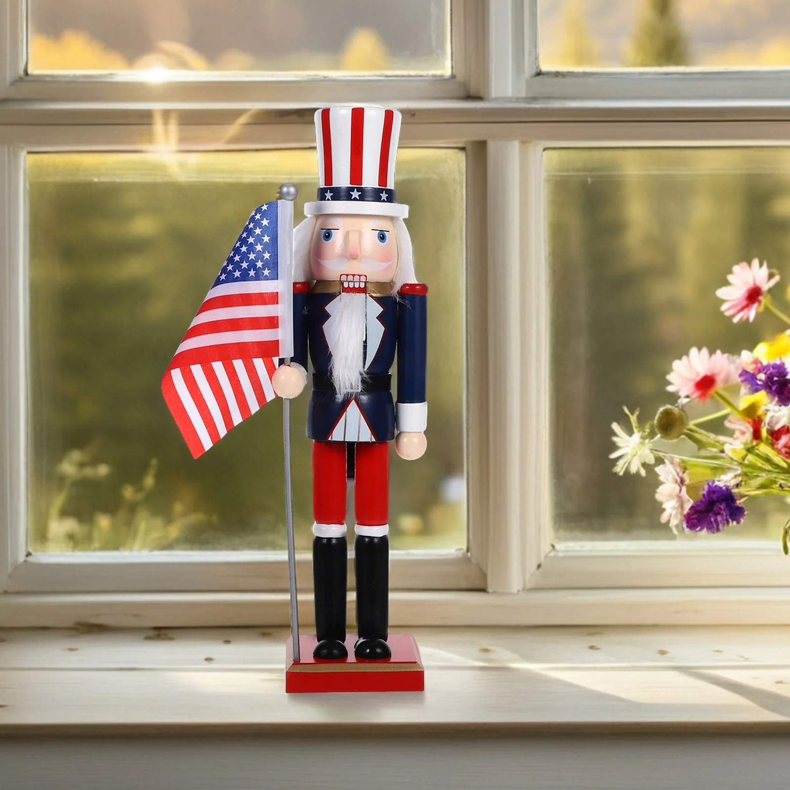 

Independence Day Nutcracker Decoration Festive Puppet Figure Desktop Wooden Figurine Holiday Figures