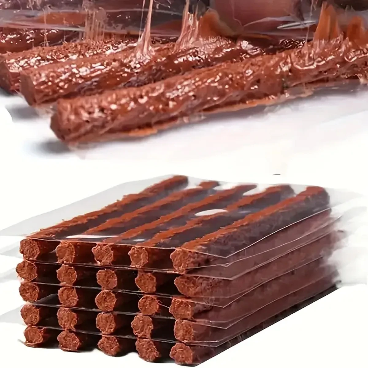 Um conjunto de 20 tiras de remendo de pneus, kit de reparo de pneus a vácuo para reparo a frio, corda de reparo de pneus de borracha, ferramentas de manutenção de pneus de carro