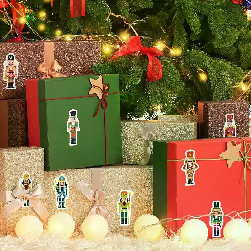 

500 шт., рождественские наклейки «Щелкунчик «Король и солдат», рождественские наклейки «Щелкунчик», милые канцелярские украшения