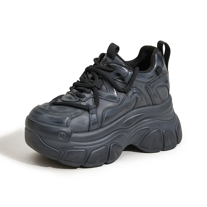 

Осенние туфли на танкетке из микрофибры 10 см, повседневные удобные высококачественные весенние кроссовки из сетчатой ткани, разноцветные кожаные массивные кроссовки