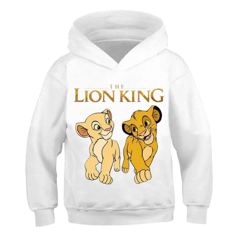 2022 New The Lion King Hoodies Boys Girls 2-16 Years Clothes Cotton Long Sleeeve Sweatshirts Cartoon Simba Casual Hooded Tops